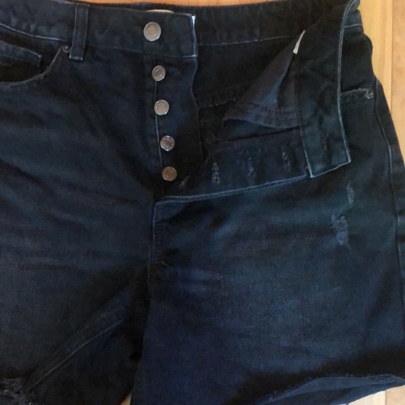 Black Denim High Waisted Shorts - Picture 2 of 3
